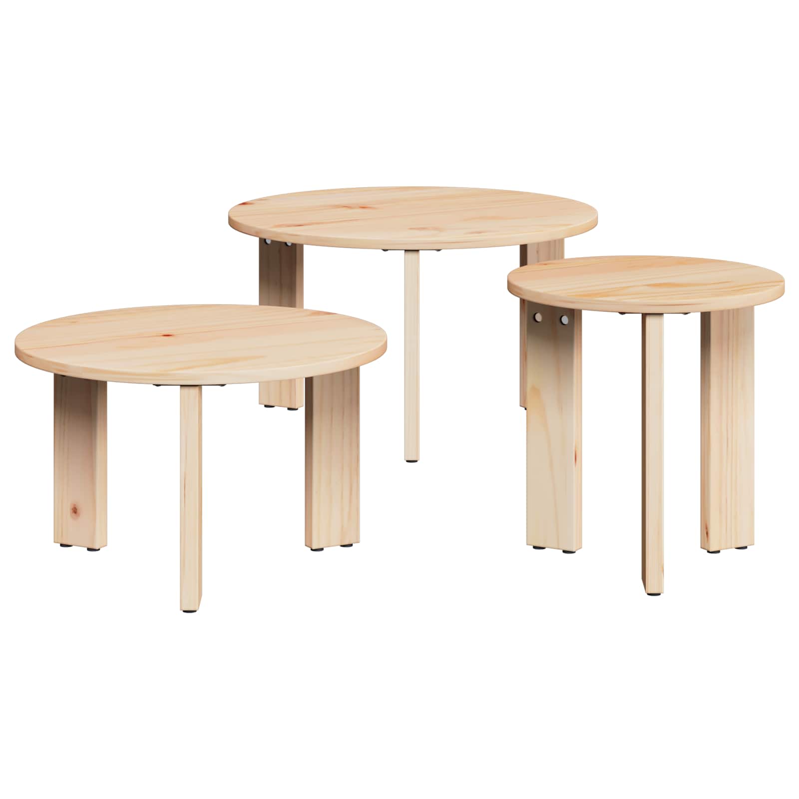 Salontafel 3 pcs Natuurlijk 47.5 x 47.5 x 27 cm
