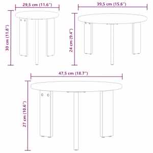 Konferenční stolek 3 pcs Bílá Masivní borovicové dřevo - obrázek 4