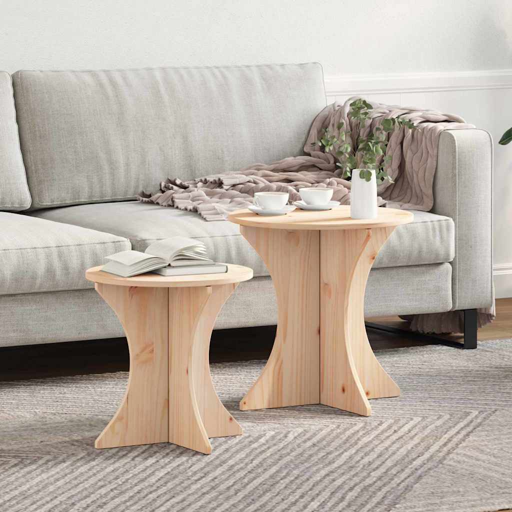 Масичка за кафе 2 pcs Натурален 46 x 46 x 47 см