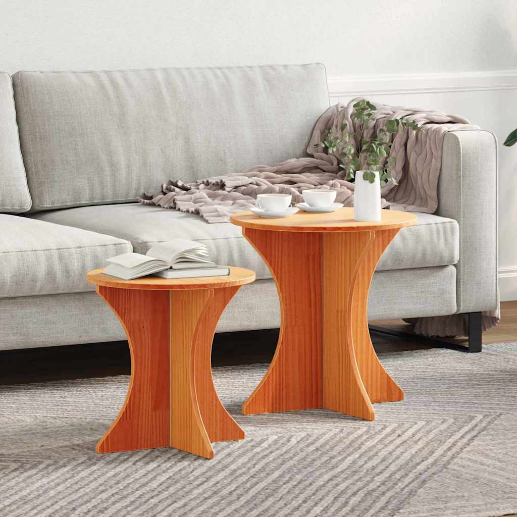 Thumbnail - vidaXL Couchtisch 2 pcs Wachsbraun 46 x 46 x 47 cm Massivholz Kiefer