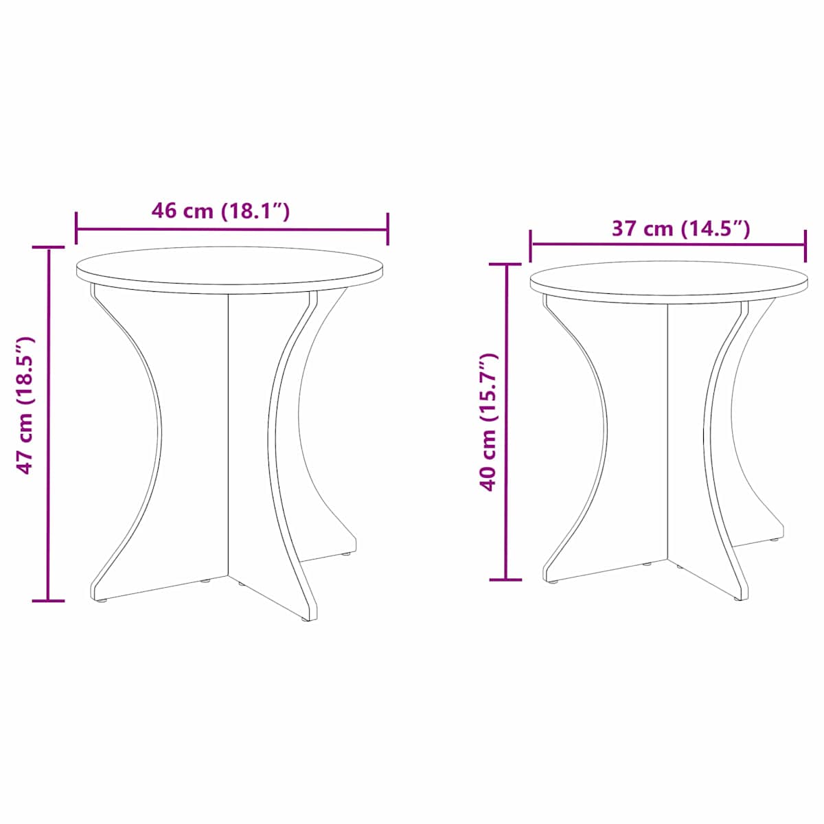 Sofabord 2 stk. Voks 46 x 46 x 47 cm Massivt fyrretræ - Billede 4