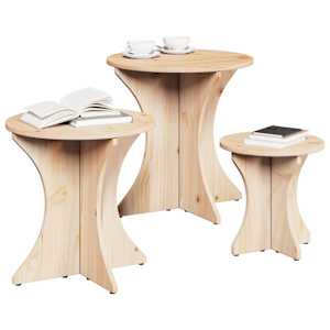 Konferenční stolek 3 pcs Přírodní - obrázek 3