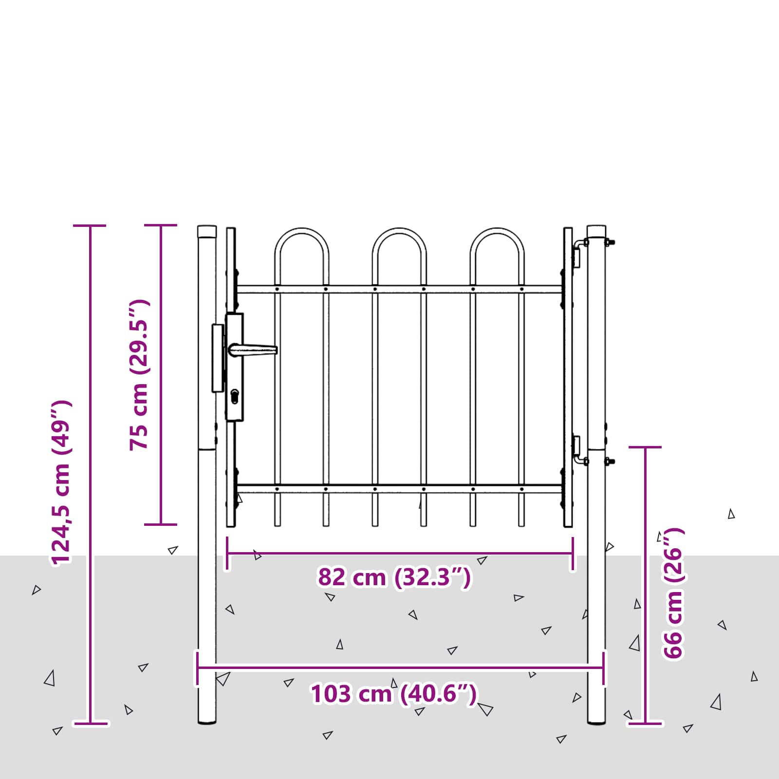 Ograjna vrata Siva 103 x 250 cm Prašno lakirano jeklo - slika 7