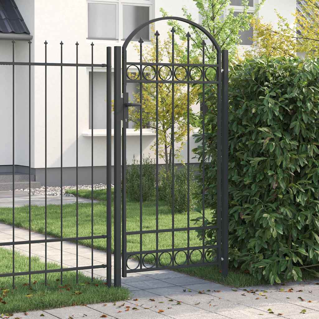vidaXL Poartă de gard Gri 100 x 250 cm Oțel vopsit în pulbere
