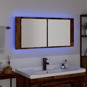 LED zrcadlová skříň s policí Staré dřevo 100 x 12 x 45 cm - obrázek 5