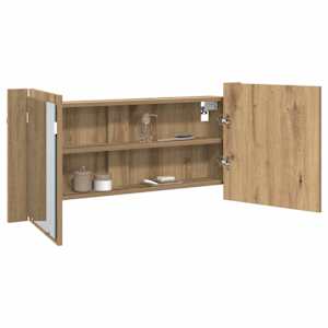 LED zrcadlová skříň Artisanový dub 100 x 12 x 45 cm - obrázek 3