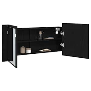 LED zrcadlová skříň Černý dub 100 x 12 x 45 cm kompozitní dřevo - obrázek 3