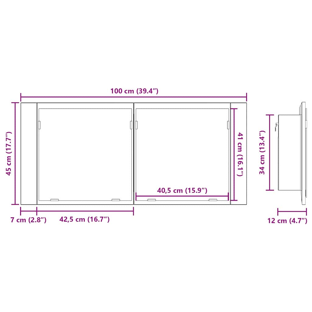 LED zrcadlová skříň Černý dub 100 x 12 x 45 cm kompozitní dřevo - obrázek 13
