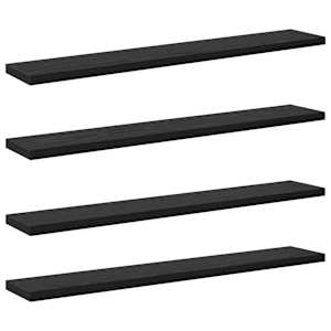 vidaXL Raamatute riiuli plaat 3 tasandit 4 tk 60 x 10 x 1,5 cm Must