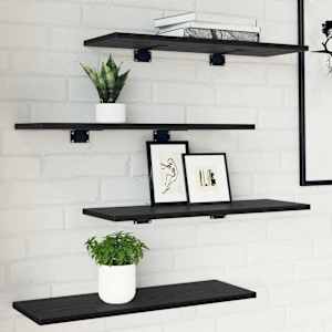 Polica za knjige 4 pcs Črna 60 x 20 x 1,5 cm Konstruiran les