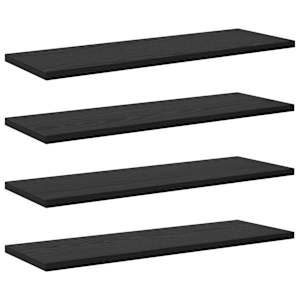 vidaXL Raamatute riiuli plaat 3 tasandit 4 tk 60 x 20 x 1,5 cm Must