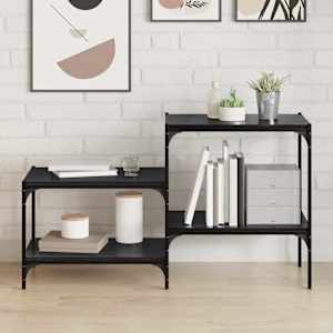 Polica za knjige 4 pcs Črna 60 x 40 x 1,5 cm Konstruiran les