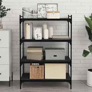 Polica za knjige 4 pcs Črna 80 x 40 x 1,5 cm Konstruiran les