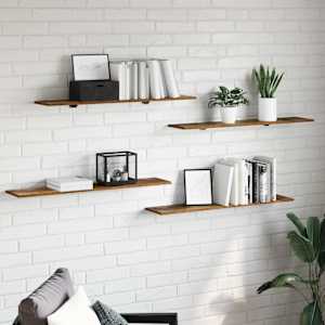 Polica za knjige 4 pcs Rjava 100 x 20 x 1,5 cm Konstruiran les