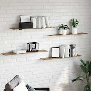 Polica za knjige 4 pcs Rjava 100 x 20 x 1,5 cm Konstruiran les