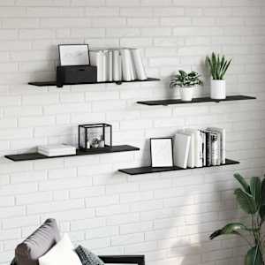 Polica za knjige 4 pcs Črna 100 x 20 x 1,5 cm Konstruiran les