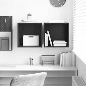 Omarica na steni s polico 2 pcs Črna Orehovina 37 x 37 x 37 cm