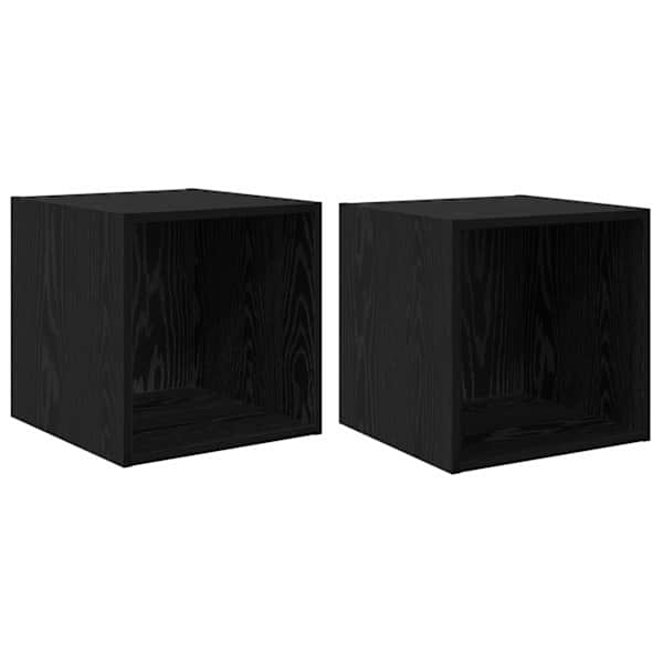 vidaXL Seinekapp Seinale kinnitav 2 tk Must tamm 37 x 37 x 37 cm