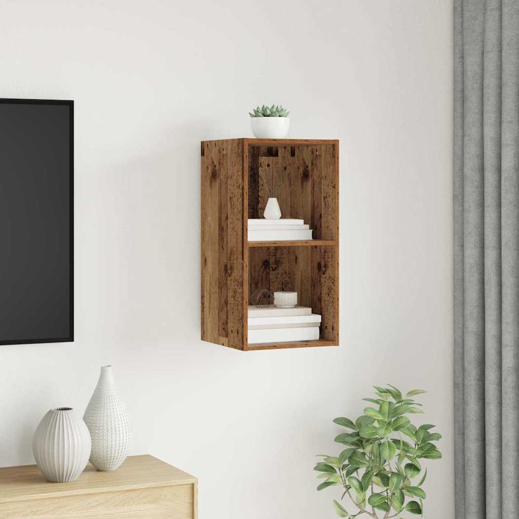 TV-Schränk mit Regal Wandmontiert mit Speicher Altholz 37 x 37 x 72 cm Holzwerkstoff