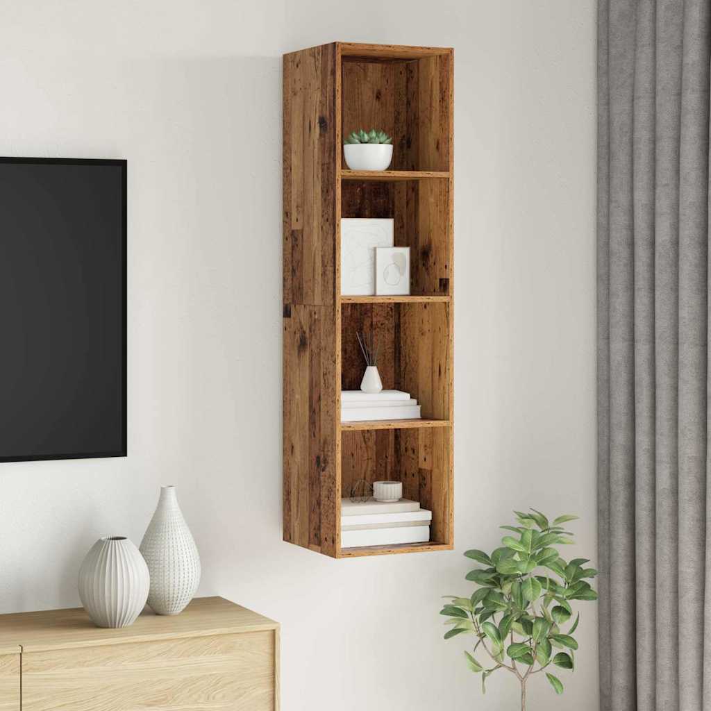 Telerikapp riiuliga Vana puit 37 x 37 x 142.5 cm Tehispuit