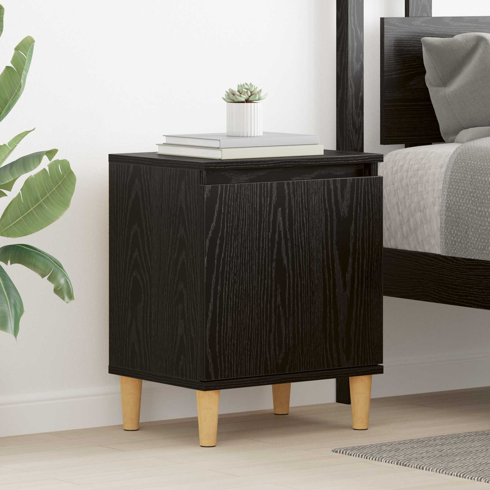 vidaXL Dulap de noapte Stejar Negru 40 x 30 x 50 cm Lemn compozit