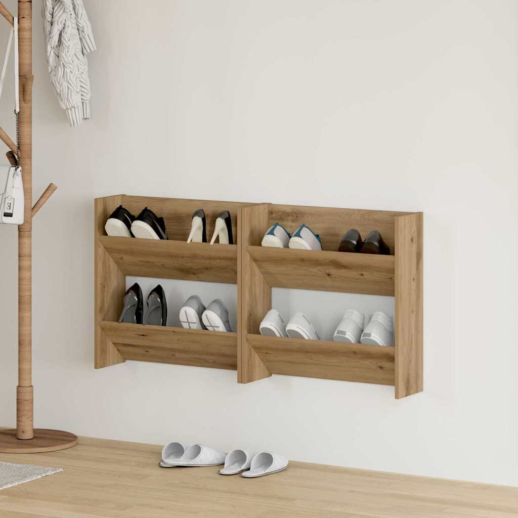 Väggskoskåp 2 pcs artisan ek 60 x 18 x 60 cm Konstruerat trä