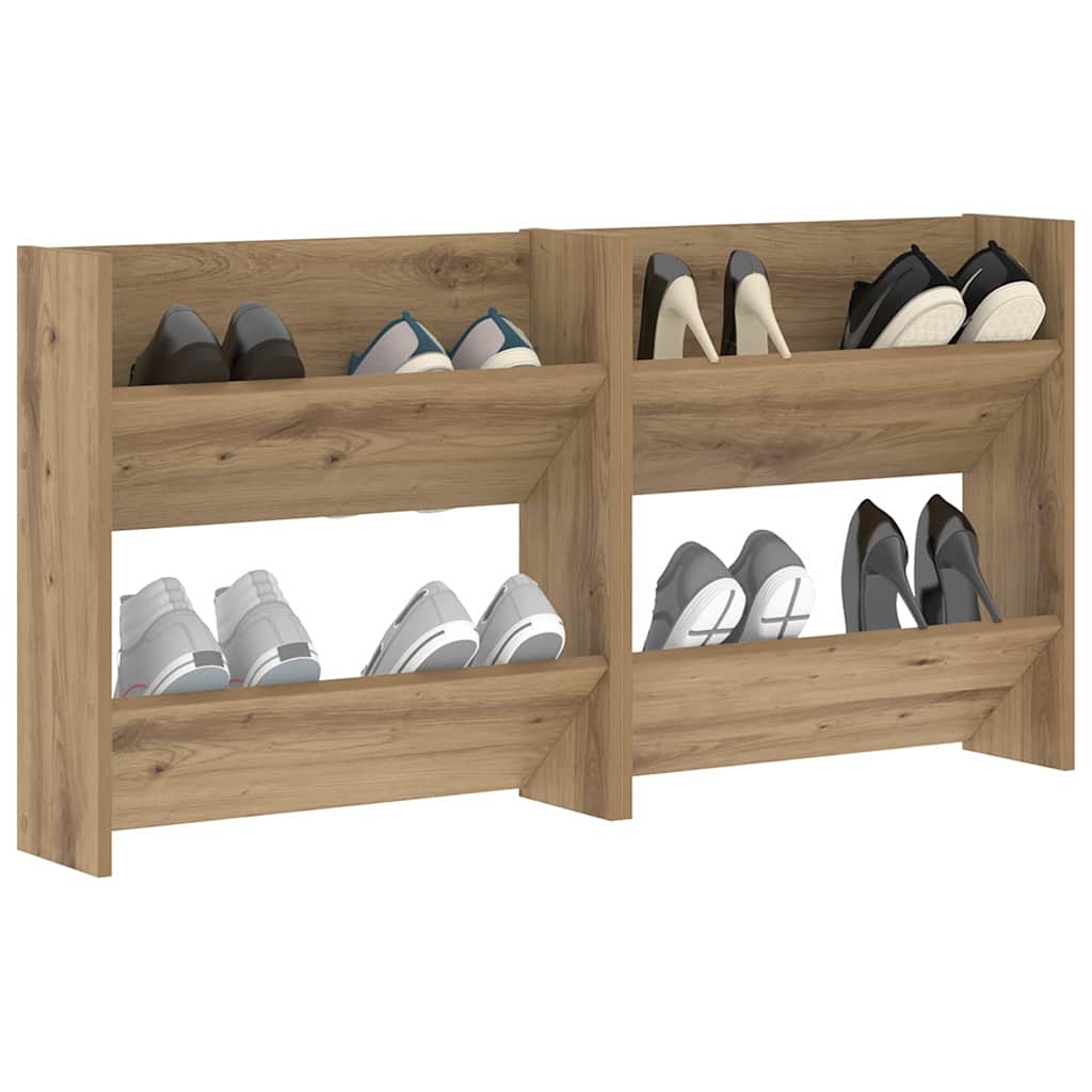 vidaXL Wand Schoenenkasten met plank Anders met opslag 2 pcs artisanaal eikenkleurig