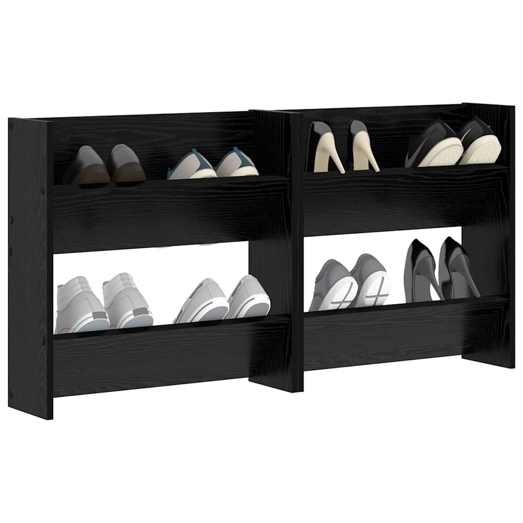 vidaXL Wand Schoenenkasten met plank Anders 2 pcs Zwart eiken 60 x 18 x 60 cm