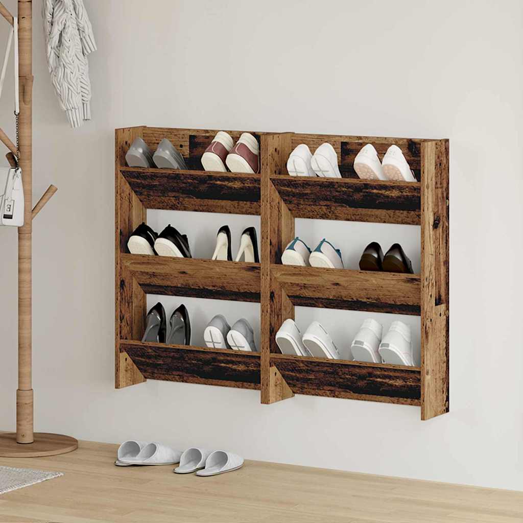 Seinäkenkäkaapit 2 pcs Vanha puu 60 x 18 x 60 cm Tekninen puu
