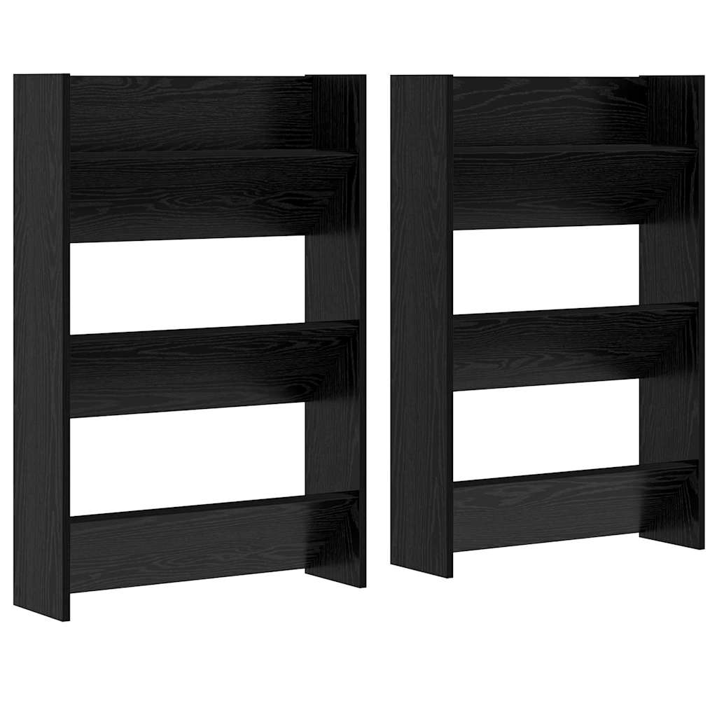 Seinäkenkäkaapit 2 pcs Musta tammi 60 x 18 x 60 cm Tekninen puu
