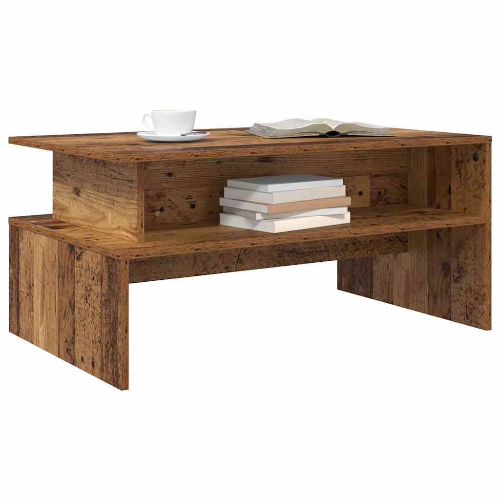 vidaXL Salontafel met plank Anders met opslag Oud hout 90 x 55 x 42.5 cm Bewerkt hout