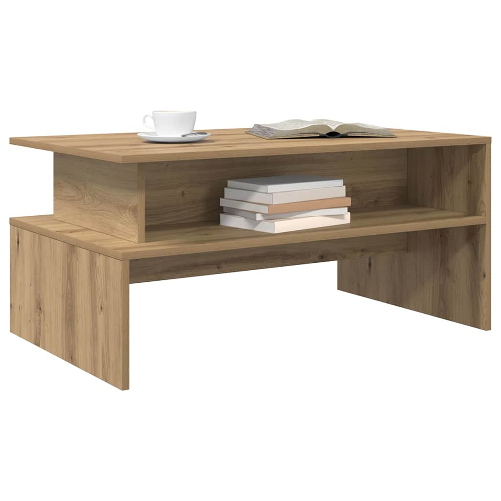 vidaXL Salontafel met plank Anders met opslag artisanaal eikenkleurig 90 x 55 x 42.5 cm