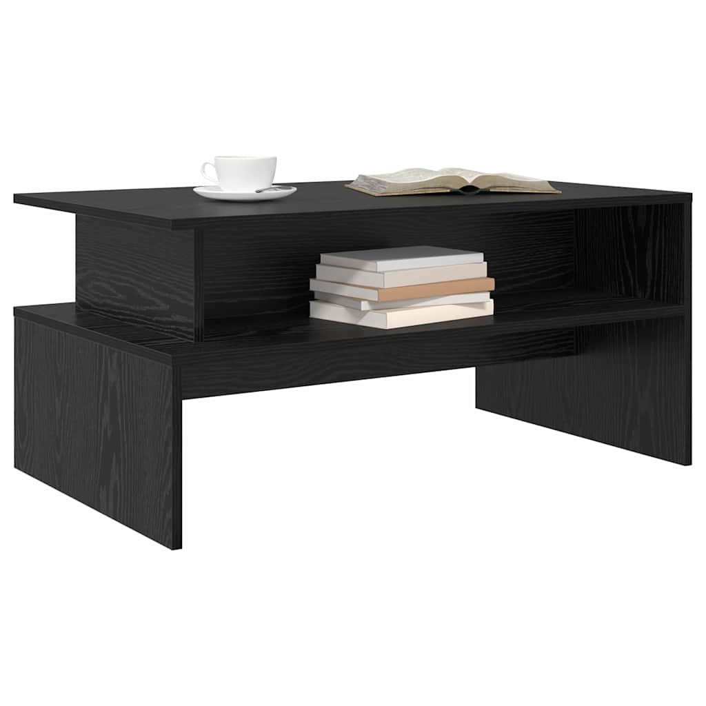 vidaXL Salontafel met plank Anders Zwart eiken 90 x 55 x 42.5 cm Bewerkt hout