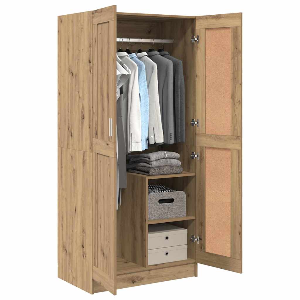 vidaXL Kledingkast artisian oak 82.5 x 51.5 x 180 cm Bewerkt hout
