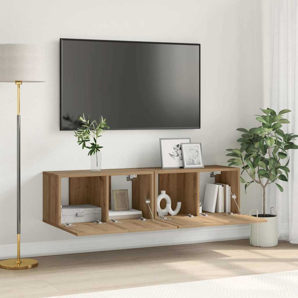 TV-Schrank Set Artisan Eiche MDF Mittel TV-Schrank Rechteckig