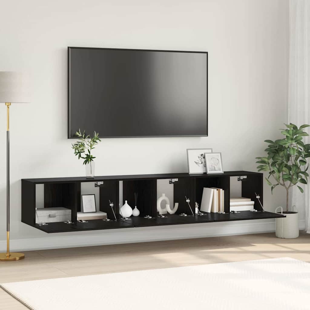 TV Schrank Set Schwarze Eiche Holzwerkstoff Mittel TV Schrank
