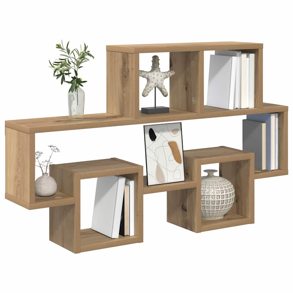 vidaXL Wandplank artisanaal eikenkleurig 82 x 15 x 51 cm Bewerkt hout