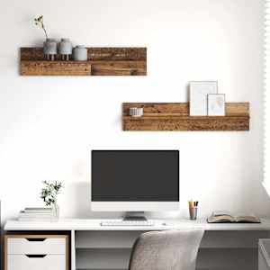 Stenska polica 2 pcs Star les 80 x 11,5 x 18 cm Konstruiran les