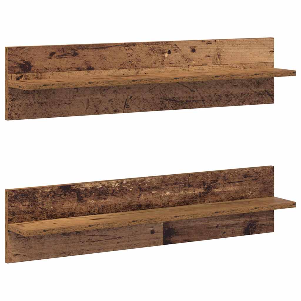 Seinähyllyt 2 pcs Vanha puu 80 x 11.5 x 18 cm Tekninen puu