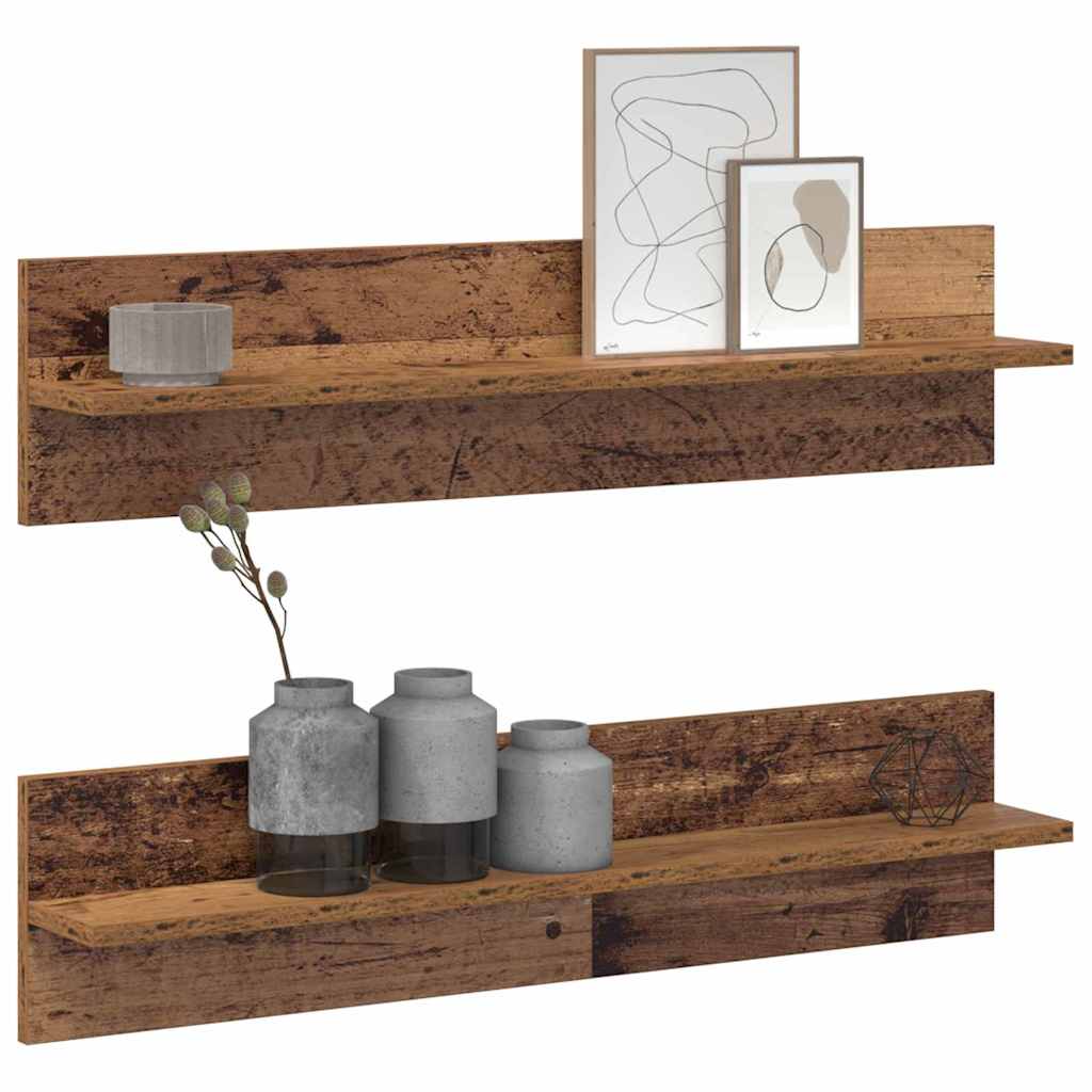 vidaXL Wandplanken 2 pcs Oud hout 80 x 11,5 x 18 cm Bewerkt hout