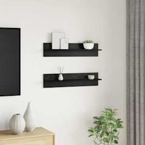 Nástěnná polička s policí 2 pcs Černý dub 80 x 11,5 x 18 cm - obrázek 4