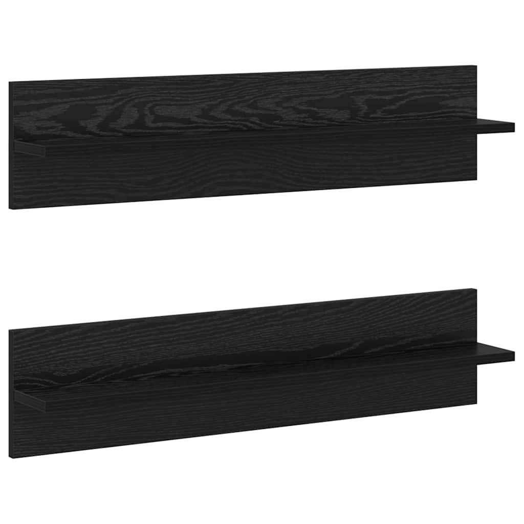 Seinähyllyt 2 pcs Mustatamme 80 x 11.5 x 18 cm Tekninen puu