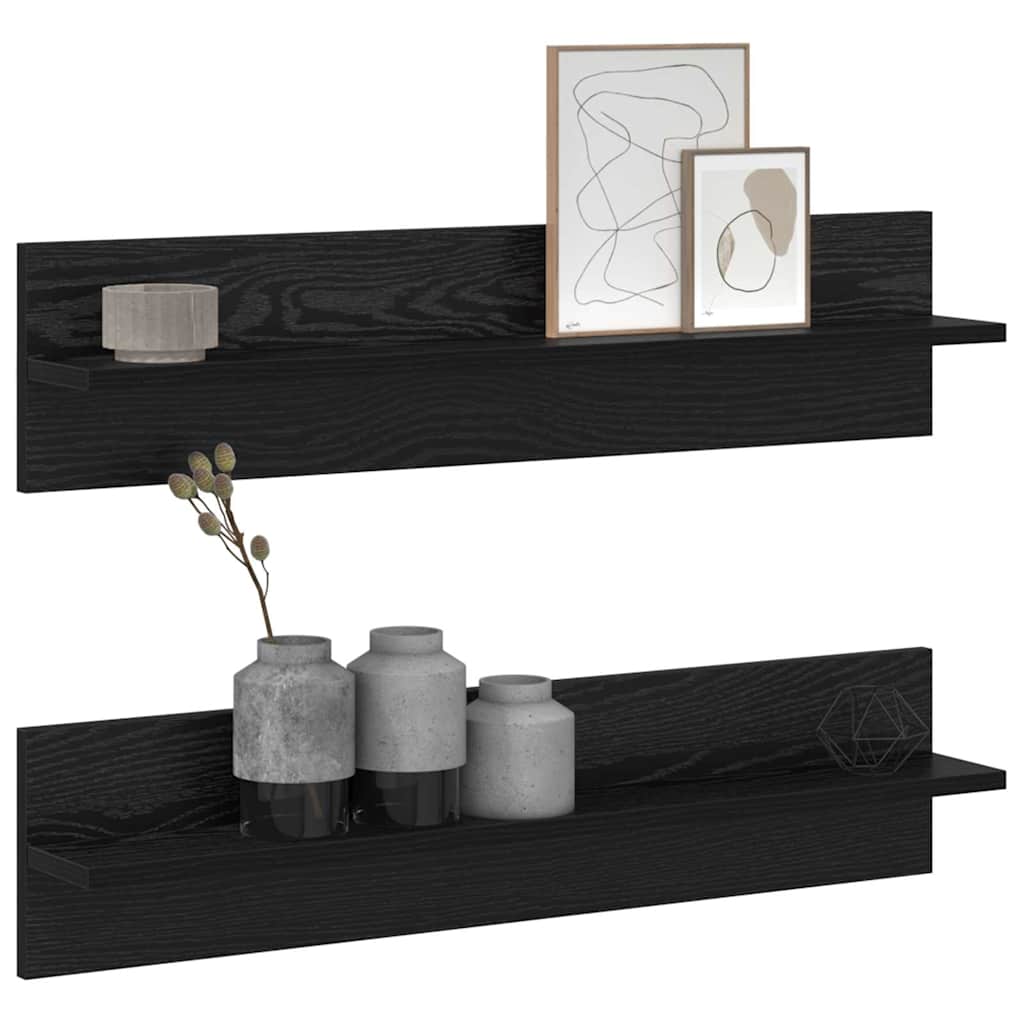 vidaXL Wandplanken 2 pcs Zwart eiken 80 x 11,5 x 18 cm Bewerkt hout