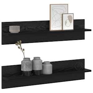 Nástěnná polička s policí 2 pcs Černý dub 80 x 11,5 x 18 cm - obrázek 3