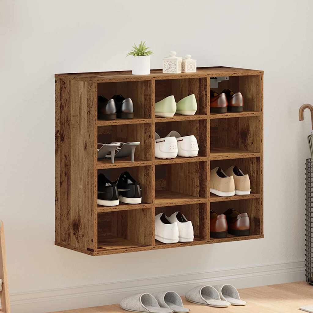 Kenkäkaappi hyllyllä Vanha puu 52.5 x 30 x 50 cm Tekninen puu