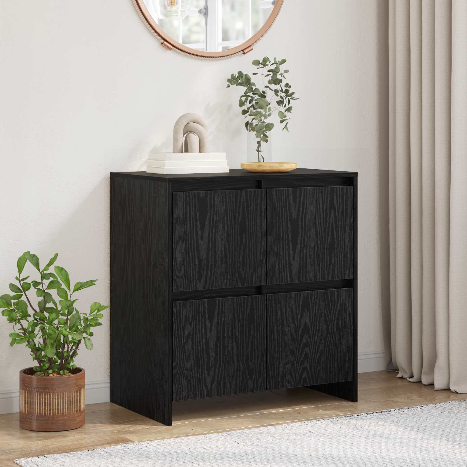 vidaXL Bufet Stejar Negru 70 x 41 x 75 cm Lemn compozit