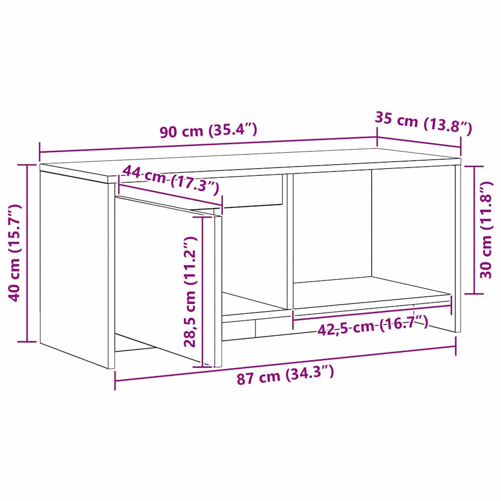 Mueble para TV de aglomerado Multicolor 90 x 35 x 40 cm Mesa Mesón vidaXL - Imagen 47 de 89