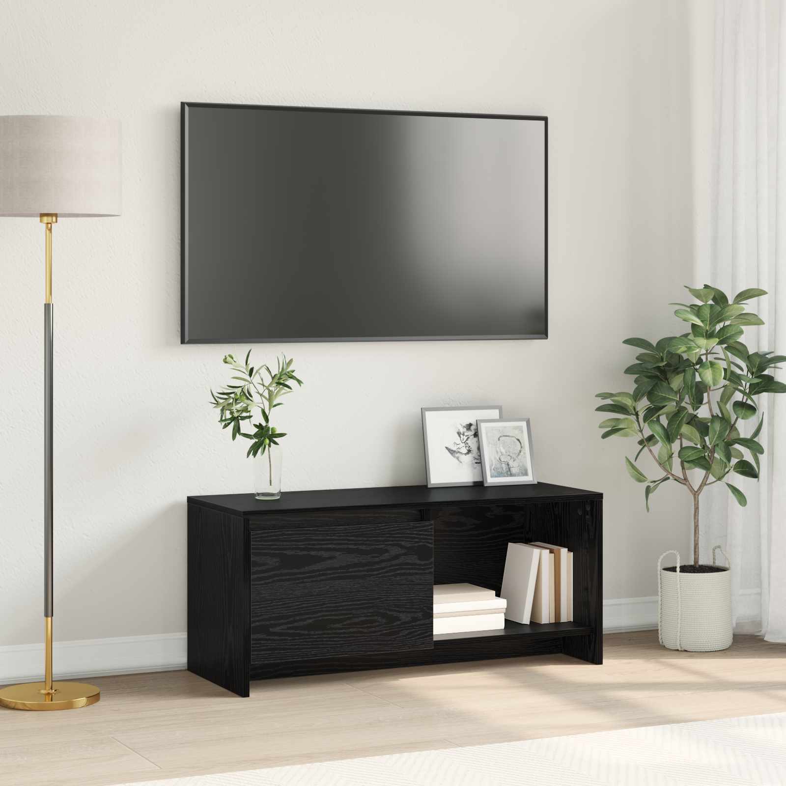 vidaXL Set comodă TV Stejar Negru 90 x 35 x 40 cm Lemn compozit