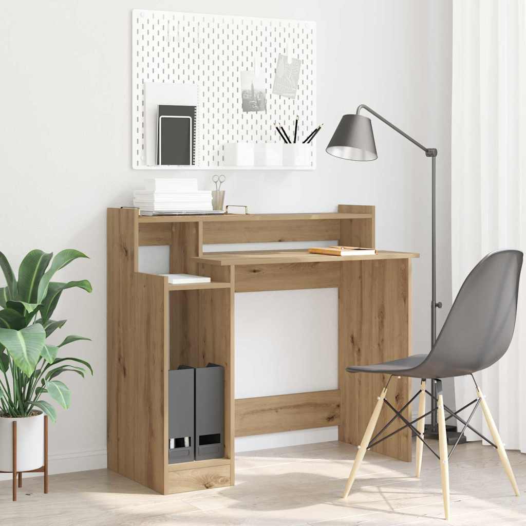 Laud with Desk Lamps riiuliga ladustamisega käsitöötamm 97 x 45 x 90 cm Tehispuit