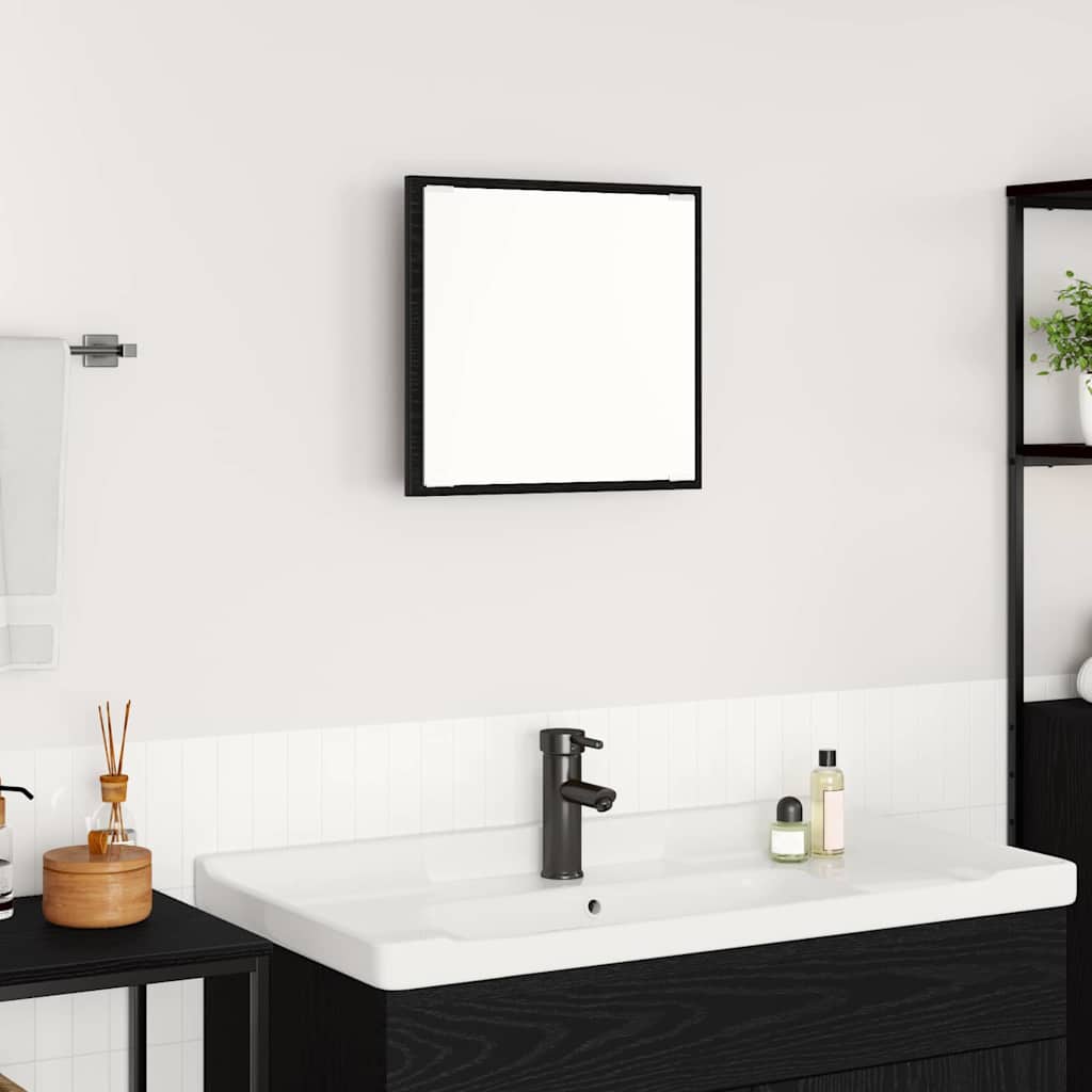 LED badeværelsesspejl Sort eg 40x8.5x37 cm Ingenieret træ